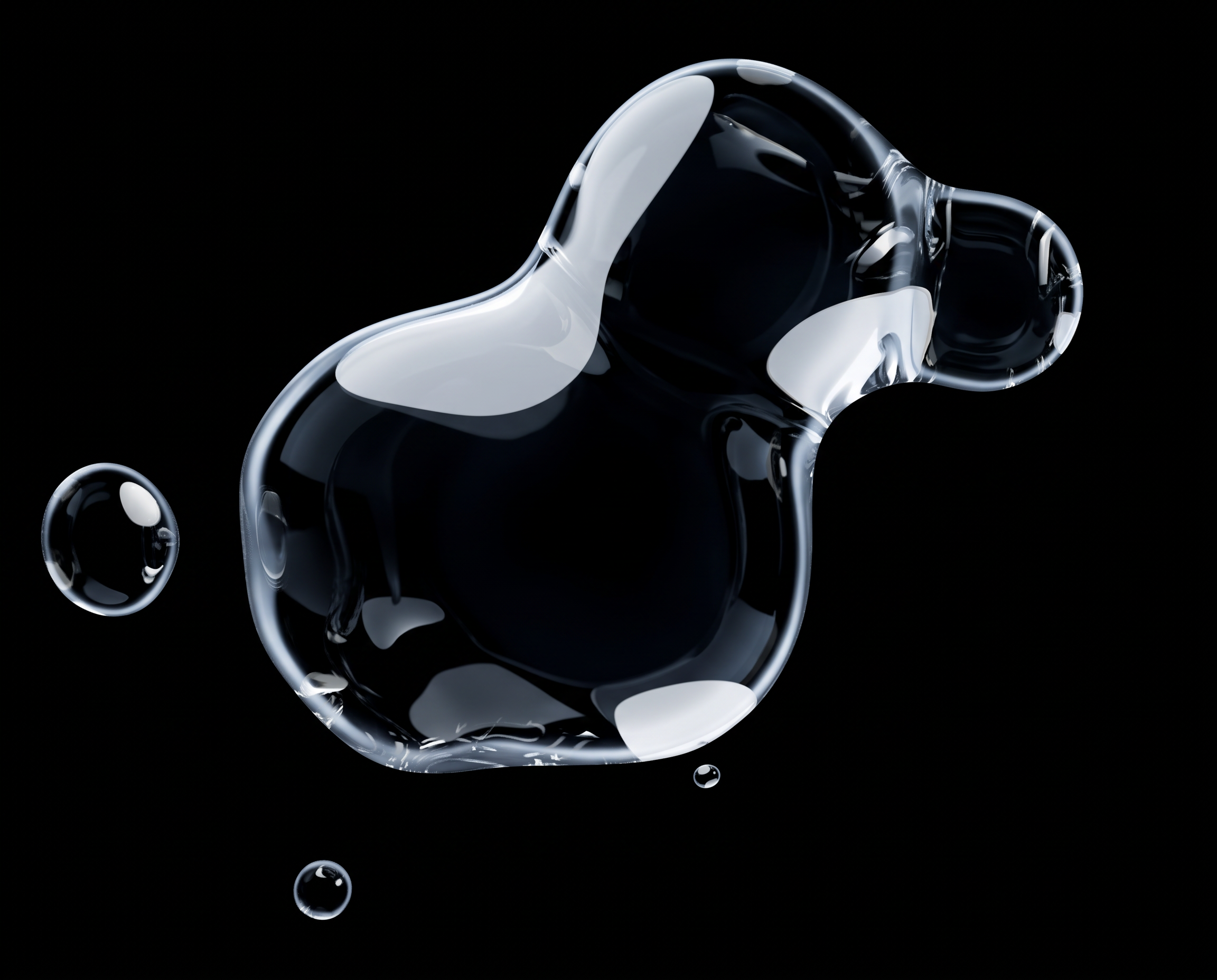 Chrome liquid sculpture on black